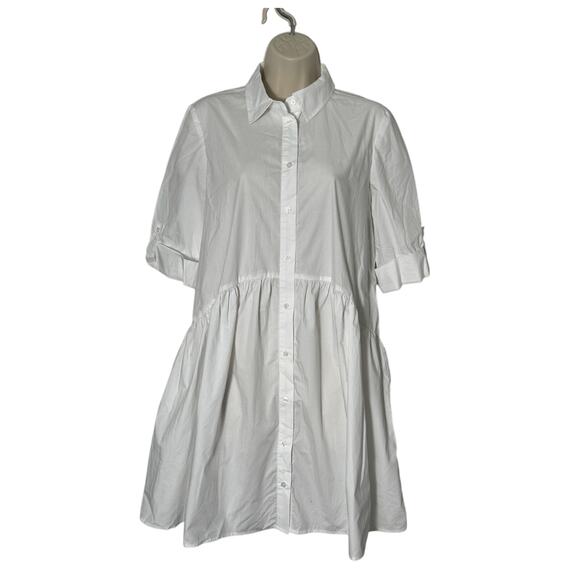 NWT Madewell Button-Front Mini Poplin Shirtdress in White Size S - Picture 4 of 15
